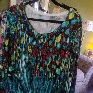 2xl Vivid Watercolor Cardigan